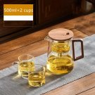 500ML With 2Cups_Grade Heat Resistant One-Button Chinese Glass Teapot Household Maker Convenient Fil