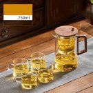 750ML With 4Cups_Grade Heat Resistant One-Button Chinese Glass Teapot Household Maker Convenient Fil