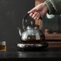 Smoke gray 950ML_Steamable Teapot Household Glass Tea Maker High Temperature Resistant Steaming and