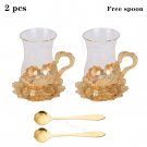 2 sets of cups_Palace Golden Glass Teapot Kitchen Metal Cold Kettle Coffee Pot European Style Home D