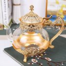 Golden_Palace Golden Glass Teapot Kitchen Metal Cold Kettle Coffee Pot European Style Home Decoratio