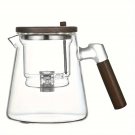 Clear_1Pcs Glass Teapot With Sided Wooden Handle High Temperature Resistant Teapot With Filter Kungf