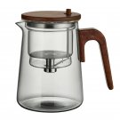 550ml_One Click Tea Separation Filtration Glass Teapots With Wood Handle Tea Water Separation Inner 