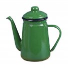 green_1.1L Enamel Coffee Pot with Handle Durable Thick Stovetop Teapot Coffee Kettle for Outdoor Kit