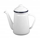 WHITE_1.1L Enamel Coffee Pot with Handle Durable Thick Stovetop Teapot Coffee Kettle for Outdoor Kit