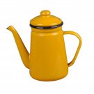 Yellow_1.1L Enamel Coffee Pot with Handle Durable Thick Stovetop Teapot Coffee Kettle for Outdoor Ki