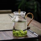 Yellow_China Retro Imitation Song Glass Teapot With Handle Kung Fu Tea Set Puer Kettle Bubble Tea Po
