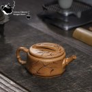 1pcs_Yixing handmade purple clay teapot, original ore, gold descending slope, bamboo shadow, househo