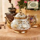 Gold_900ML European British Teapot  Porcelain High-Capacity Tea Pot With Filter Luxury Teaware Heat 