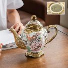 Pansy_900ML European British Teapot  Porcelain High-Capacity Tea Pot With Filter Luxury Teaware Heat