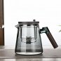 black_One Click Tea Separation Filtration Glass Tea Pot Wood Handle Tea Water Separation Inner Conta