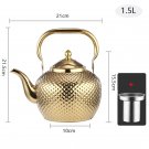 1.5L Gold A_Stainless Steel Teapot Hammered Spherical Kettle with Strainer  Induction Cooker Stove T