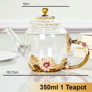 Daisy_Red rose Enamel Crystal Flower Glass Teapot for Hot and Cold Drinks Home Drinkware Office wate