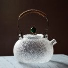 a_Glass Teapot High Temperature Resistant Tea Set Handmade Hammered Texture Flower Teapot With Handl