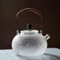 a_Glass Teapot High Temperature Resistant Tea Set Handmade Hammered Texture Flower Teapot With Handl