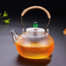 b_Glass Teapot High Temperature Resistant Tea Set Handmade Hammered Texture Flower Teapot With Handl