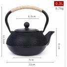 300ML_300/1200ml Black Japanese Cast Iron Teapot Iron Kettle Tetsubin Teapot Comes with Strainer Flo