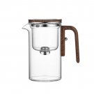 S_1 Set Glass Teapot Water Separation Wooden Handle Glass Tea Kettle With Infuser Drip-Free Spout Te