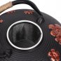 Black_0.9L Red Oriental Cherry Pattern Classic Cast Iron Teapot Kettle Tea Pot Drinkware Tool Iron T