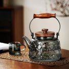 1000ml Embossed_1000ML Embossed High Borosilicate Glass Teapot With Tea Strainer Infuser Flower Puer