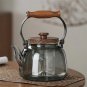 1000ml Smooth_1000ML Embossed High Borosilicate Glass Teapot With Tea Strainer Infuser Flower Puer K