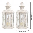 2PCS white_Vintage Nordic Candle Holder Lanterns Candles Aesthetic Hanging Lantern Iron Lantern Blac