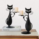 Black_Black Cat Candle Holder for Pillar Candles Led Flameless Candles Set of 2 , Retro Rustic Farmh
