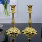 Gold 2pcs_PEANDIM Gold Silver Metal Candle Holders Christmas Party Candlestick Wedding Candle Stand 