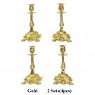 Gold 4pcs_PEANDIM Gold Silver Metal Candle Holders Christmas Party Candlestick Wedding Candle Stand 