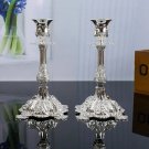 Silver 2pcs_PEANDIM Gold Silver Metal Candle Holders Christmas Party Candlestick Wedding Candle Stan