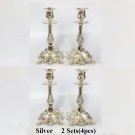 Silver 4pcs_PEANDIM Gold Silver Metal Candle Holders Christmas Party Candlestick Wedding Candle Stan