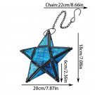 blue_Iron Art Colored Glass Wind Lamp European Retro Style Color Windproof Glass Candle Holder Five 