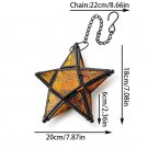 orange_Iron Art Colored Glass Wind Lamp European Retro Style Color Windproof Glass Candle Holder Fiv