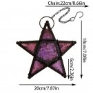 purple_Iron Art Colored Glass Wind Lamp European Retro Style Color Windproof Glass Candle Holder Fiv