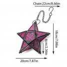 red_Iron Art Colored Glass Wind Lamp European Retro Style Color Windproof Glass Candle Holder Five P