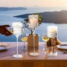 12 Pcs Glass Candle Holder Tall Tea Lights for Hurricane Long Stem Pillar Candles Holder for Wedding
