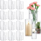 Clear_48 Pack Glass Cylinder Vases 4,6,8,10 Inch Tall Clear Flower Vase Hurricane Floating Candle Ho