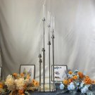 style A silver_4/5/10pcs 8 Heads Metal Candelabra Candle Holders Road Lead Table Centerpiece Gold Ca