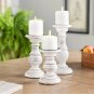 SML Set_1Piece or 1Set Wood Candlestick Tabletop Retro White Candle Holder Home Decoration Wooden Ca
