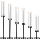 black_Set of 12 Gold Hurricane Candle Holder for Taper Candles Tall Candlestick Holders for Table Ho