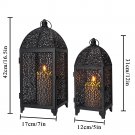 2Pcs_2Pcs Metal Candle Holder Black Candle Lantern Decorative Hanging Lantern with Hollow Pattern fo