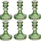 Green B_6pc Crystal Candle Holders Centerpiece for Table Dinning Party Wedding Decorations Glass Tap
