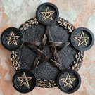 Black Copper_Pentagram Candle Holder Altar Plate Astrology Divination Candle Stand for Candles Cerem