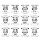 12PCS Glass Taper Candle Holders Centerpiece Clear Candlestick Holders Fits 3/4" Taper Candle, Candl