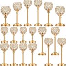 Gold_18 Pieces Crystal Candle Holder Home Candle Stick Holder Center Ornament for Ornaments Centerpi