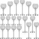 Silver_18 Pieces Crystal Candle Holder Home Candle Stick Holder Center Ornament for Ornaments Center