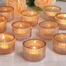 Gold_12pcs Tealight Candle Holder,Small Votive Candle Holders for Table Centerpiece,Glass Tea Light 