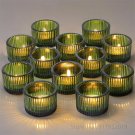 Green_12pcs Tealight Candle Holder,Small Votive Candle Holders for Table Centerpiece,Glass Tea Light
