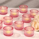 Pink_12pcs Tealight Candle Holder,Small Votive Candle Holders for Table Centerpiece,Glass Tea Light 