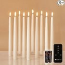 10in 10pk_Set of 10 Daily Timer Flameless LED Ivory 10" Taper Candles with Realistic Black Wick, Dai